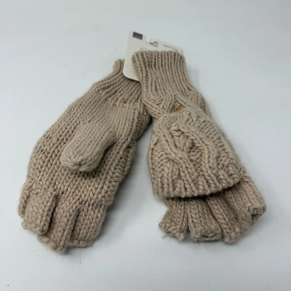 CALIA by Carrie Underwood Tan Cable Knit Mittens Gloves NWT One Size